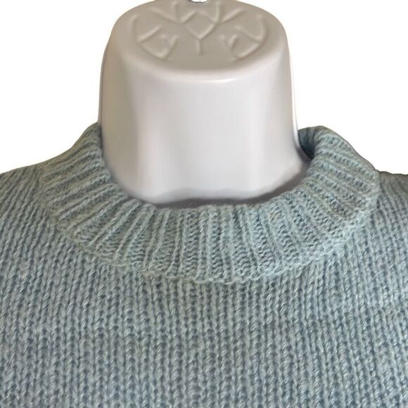 Tibi Blue Cropped Crewneck Sweater Alpaca Wool Blend Long Sleeve Soft XS Preppy - Picture 4 of 8